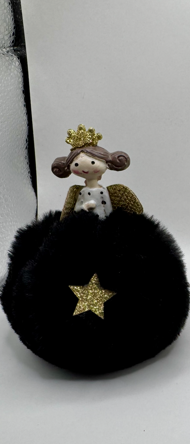Figurine Fée / Ange de Noël en fausse fourrure et dorures — Hoff Interieur (À l'unité)