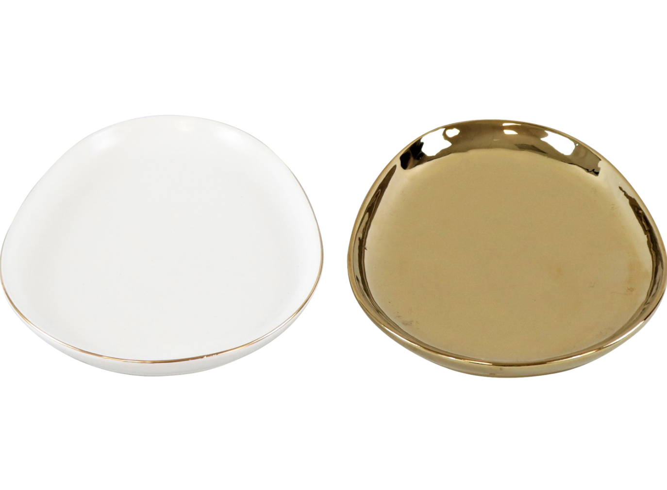 Lot de 2 assiettes lapin « Bunny » en porcelaine blanche et dorée — Hoff Interieur
