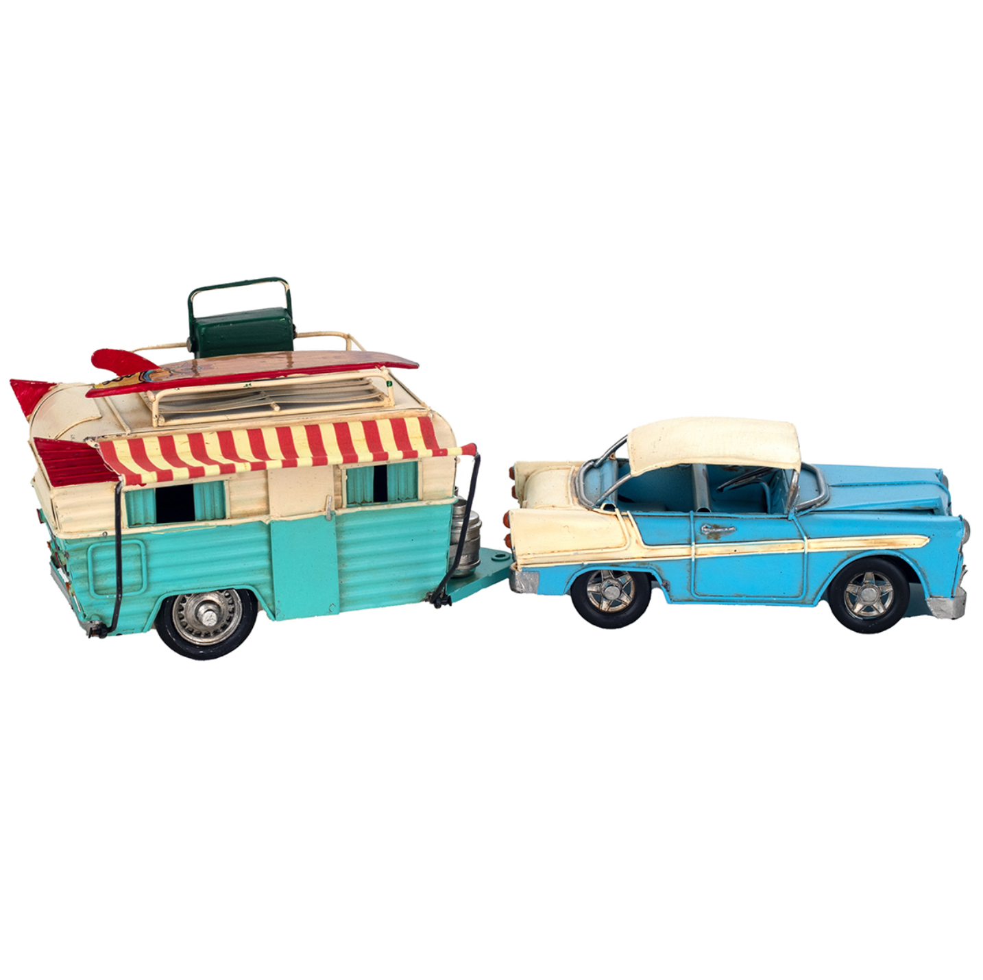 Voiture avec caravane bleu
