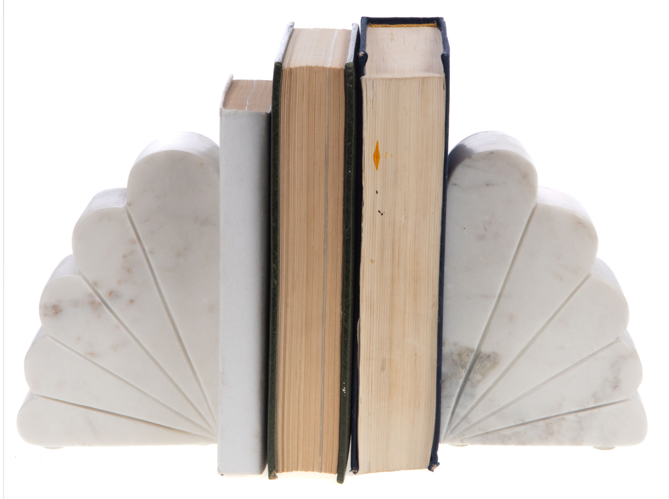 Set de 2 Serres livres en marbre blanc