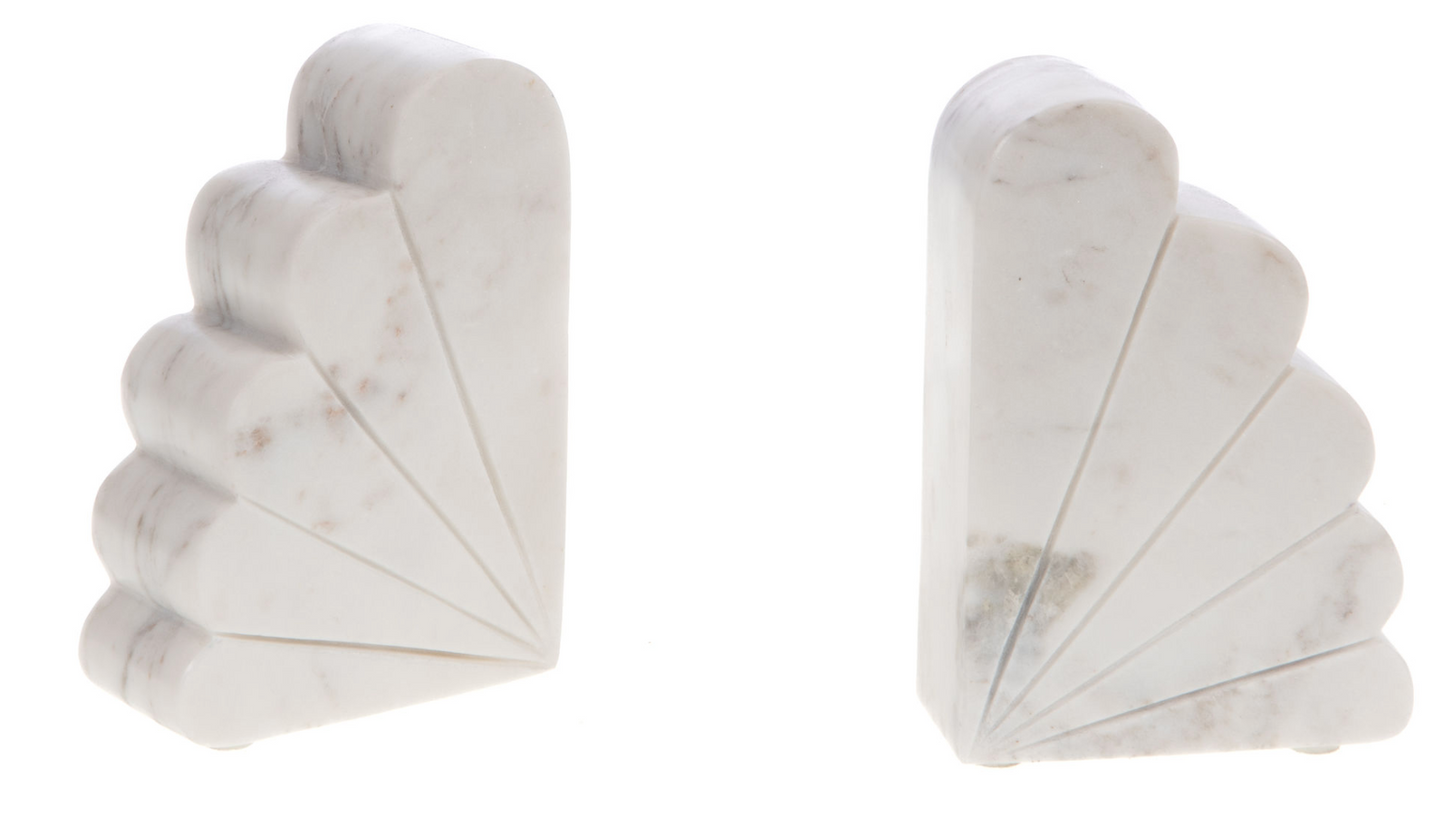 Set de 2 Serres livres en marbre blanc