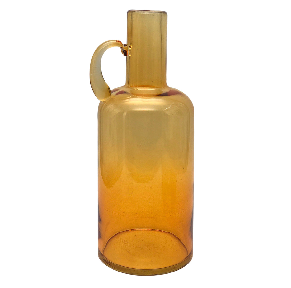 Vase bouteille en verre ambré avec anse — Style rétro vintage (H 32 cm)