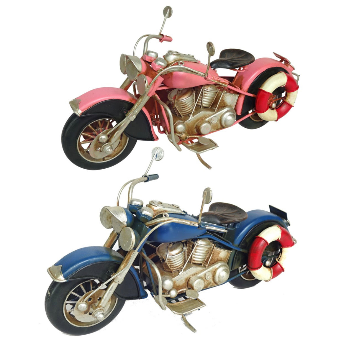 Moto  vintage en métal avec planche de surf (28,5 cm)