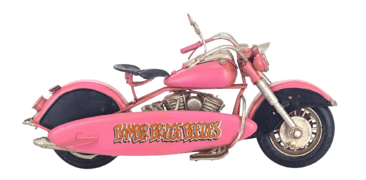Moto  vintage en métal avec planche de surf (28,5 cm)