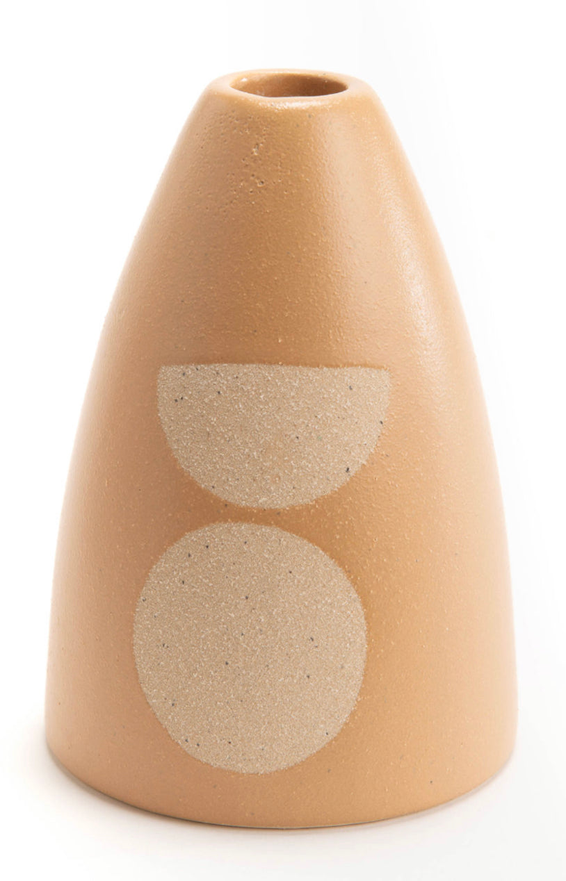 Bougeoir en grès terracotta aux motifs géométriques — Amadeus (14 cm)