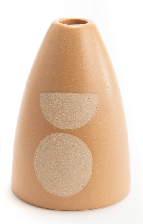 Bougeoir en grès terracotta aux motifs géométriques — Amadeus (14 cm)