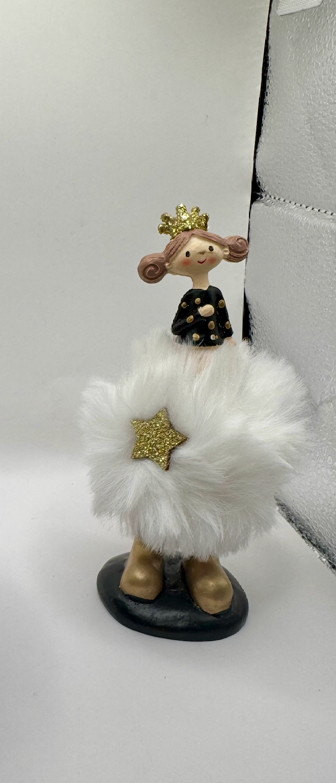 Figurine Fée / Ange de Noël en fausse fourrure et dorures — Hoff Interieur (À l'unité)