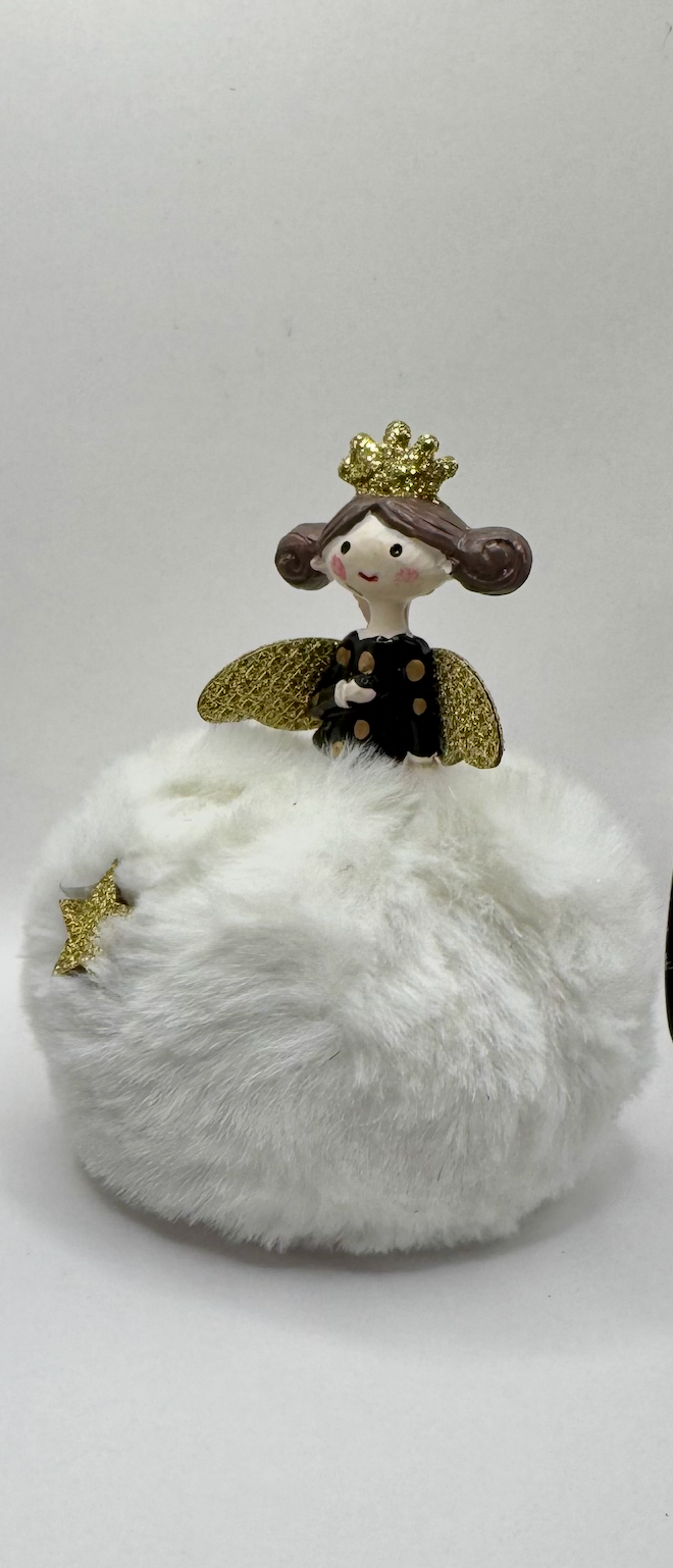 Figurine Fée / Ange de Noël en fausse fourrure et dorures — Hoff Interieur (À l'unité)