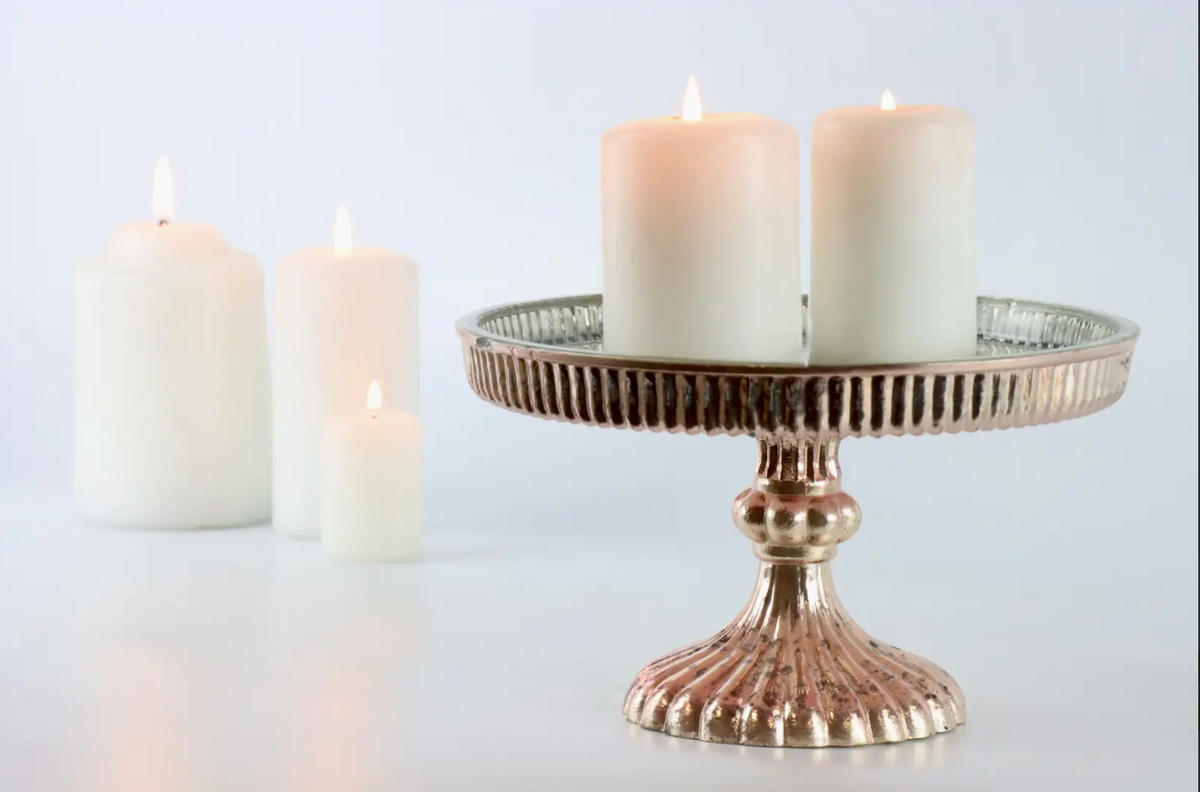 Coupe sur pied Biarritz en verre mercurisé — Style vintage (2 tailles au choix)