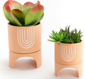 Set de 2 cache-pots sur pieds en terre cuite à motifs arches — Style bohème & naturel
