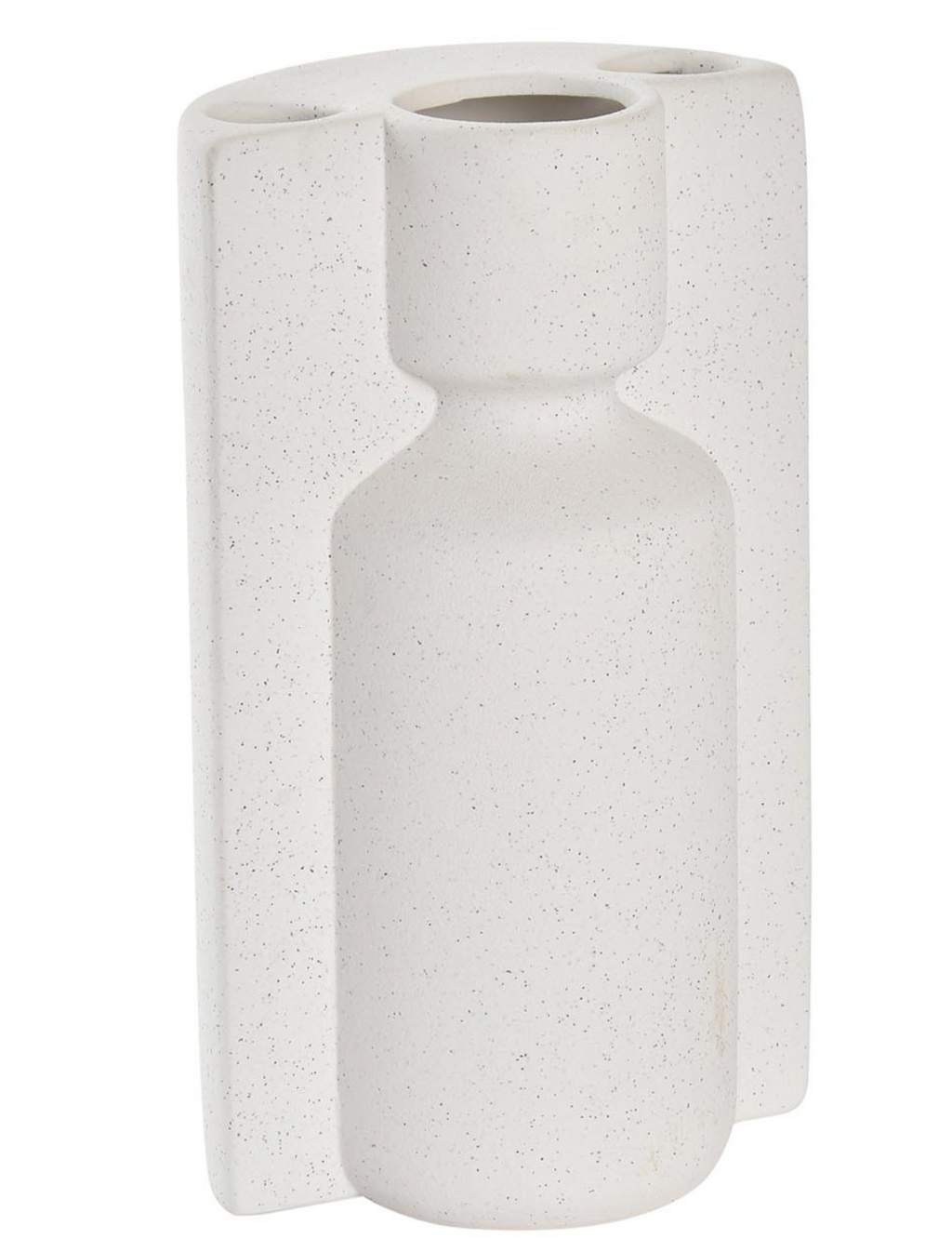 Vase architectural double corps en céramique blanche (H 23,5 cm)