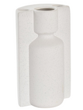 Vase architectural double corps en céramique blanche (H 23,5 cm)