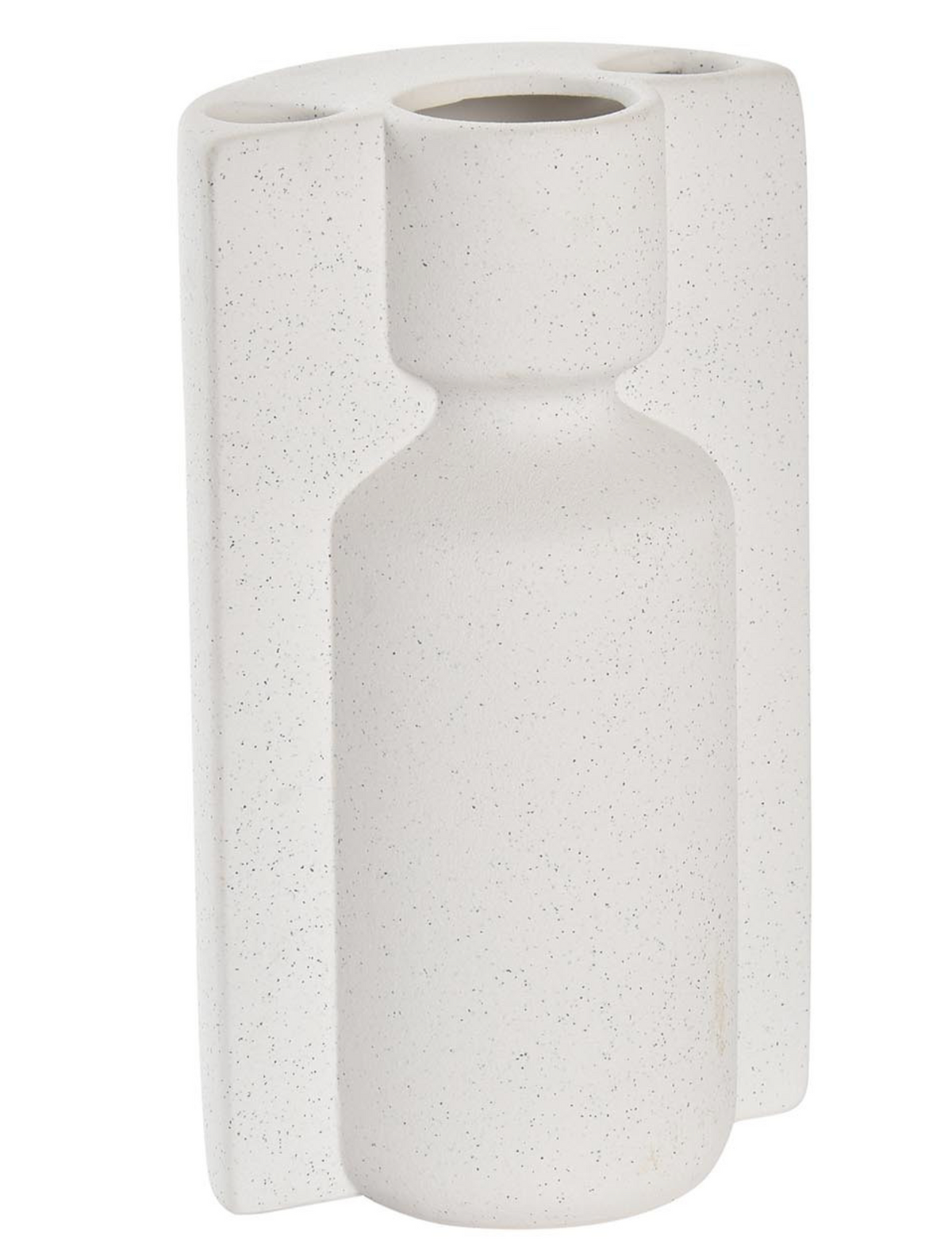 Vase architectural double corps en céramique blanche (H 23,5 cm)