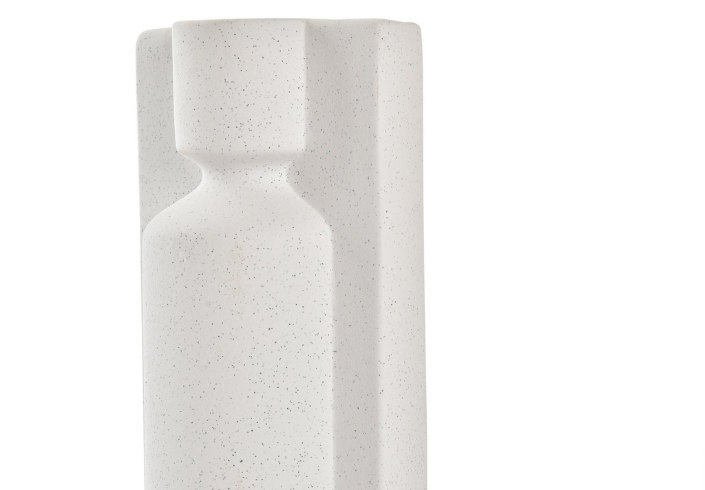 Vase architectural double corps en céramique blanche (H 23,5 cm)