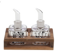 Set huilier et vinaigrier en verre Amadeus avec support en bois