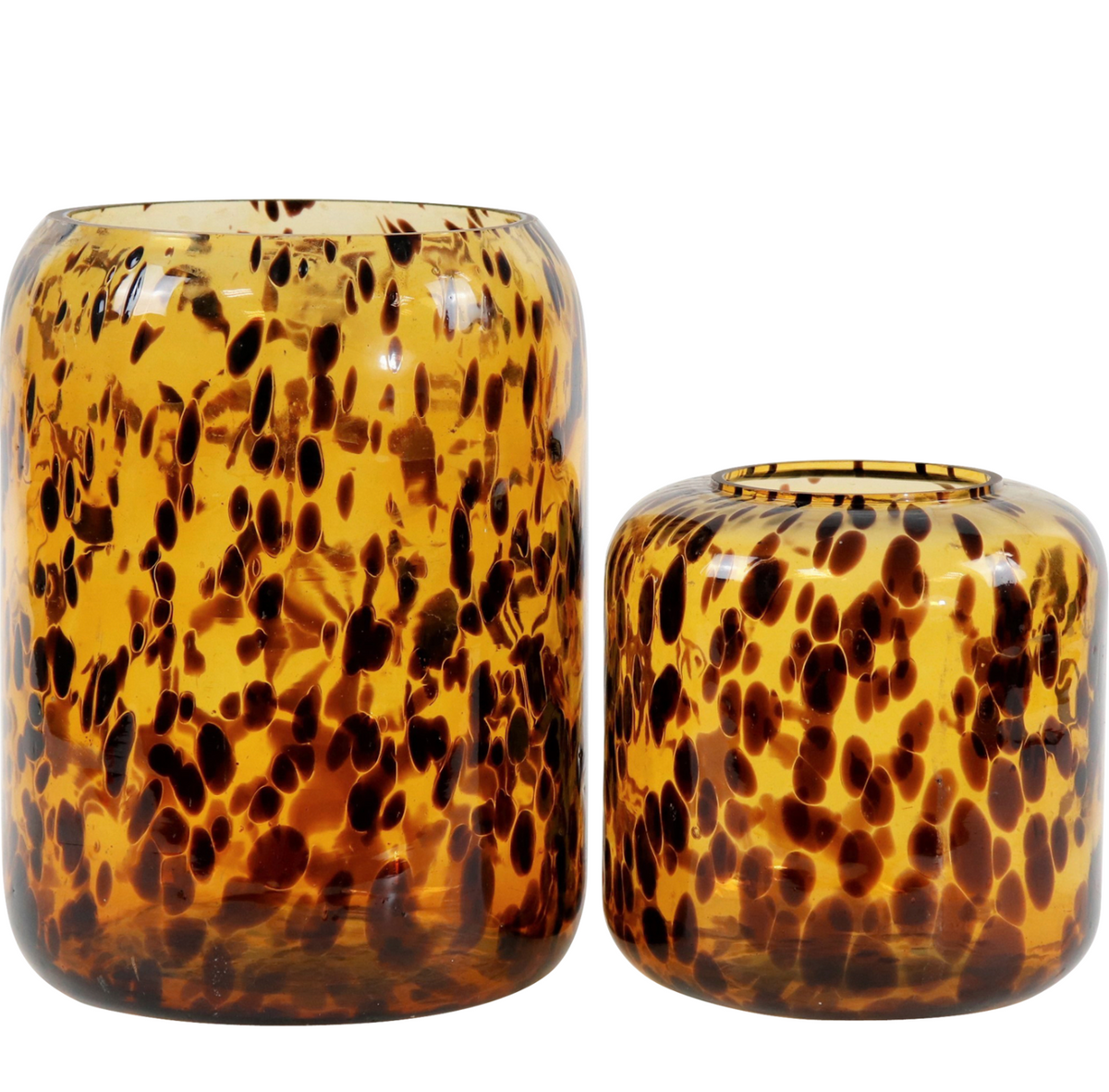 Vase en verre motif léopard "Léo" — Style sauvage & vintage (2 tailles au choix)