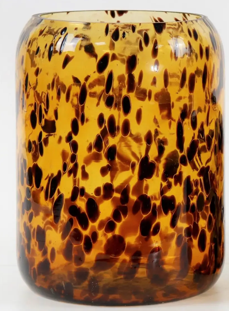 Vase en verre motif léopard "Léo" — Style sauvage & vintage (2 tailles au choix)