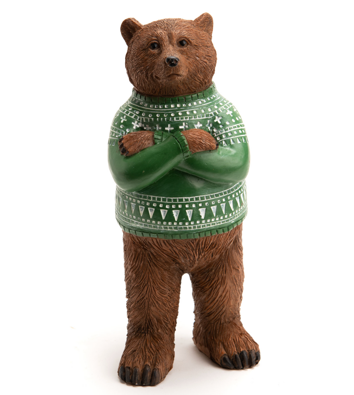 Figurine ours en pull de Noël en polyrésine (H 20 cm)