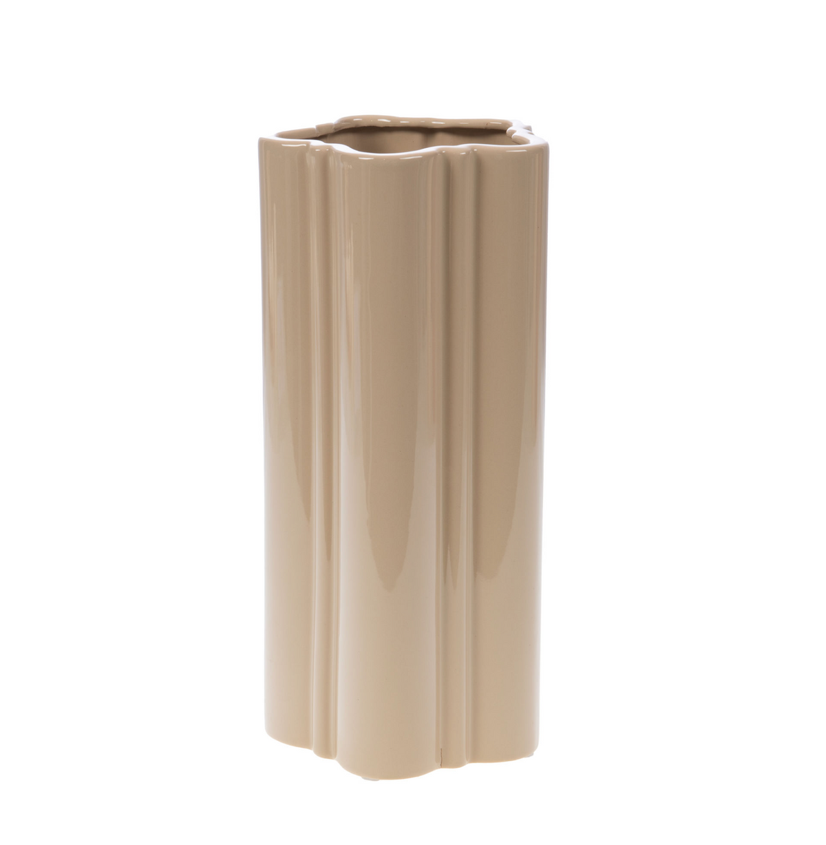 Vase en céramique « Guimauve » torsadé beige (H 30 cm)