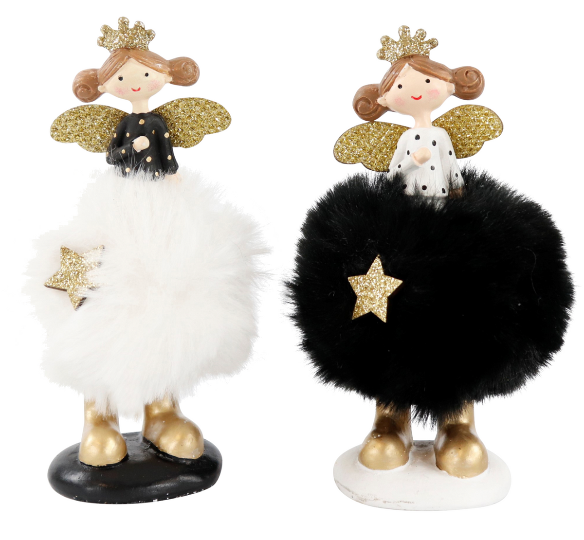 Figurine Fée / Ange de Noël en fausse fourrure et dorures — Hoff Interieur (À l'unité)