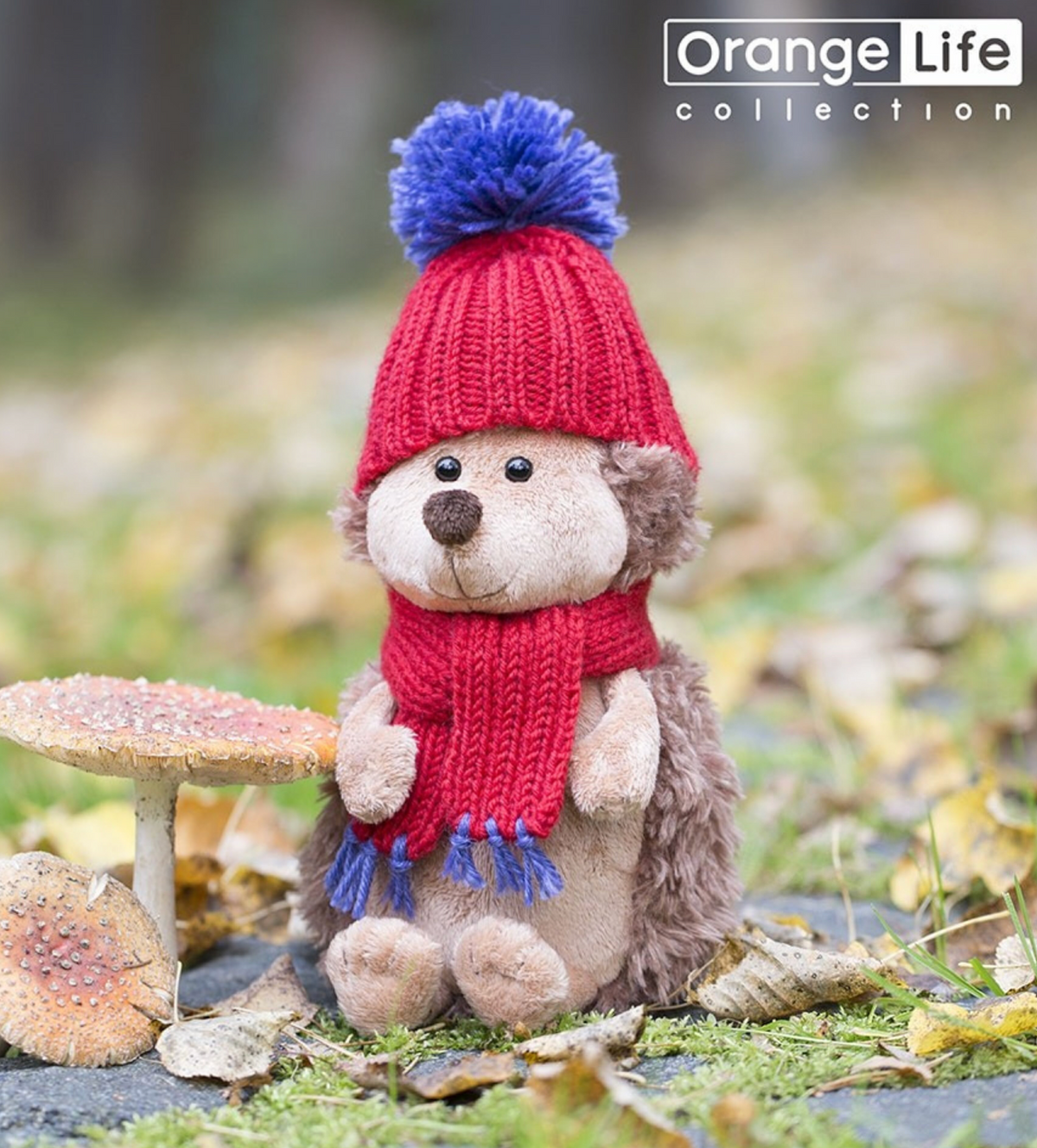 Peluche Hérisson bonnet et écharpe "Les Amis de la Forêt" — 18 cm- Orange toys