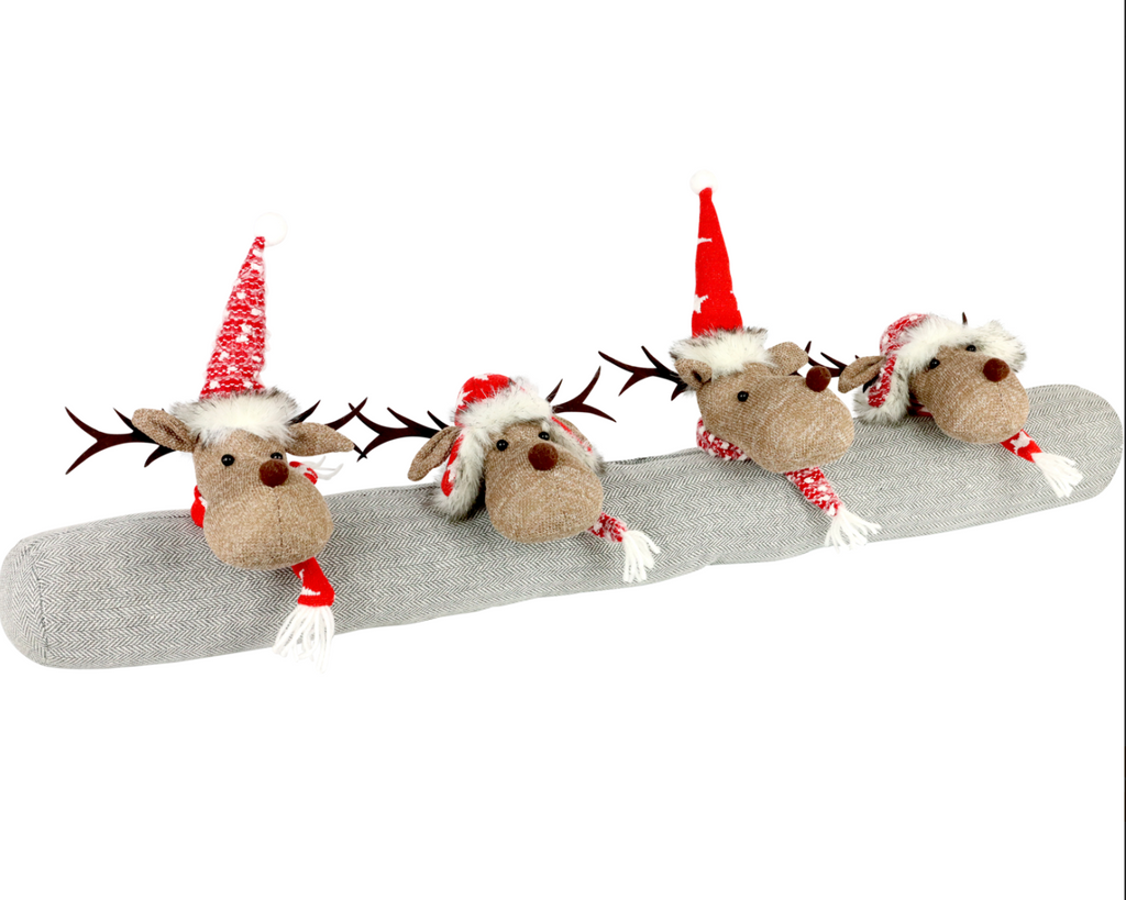 Bas de porte anti-courant d'air rennes de Noël "Funny Moose" 90 cm — Hoff Interieur