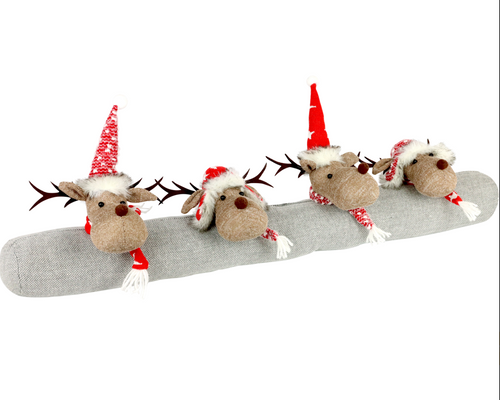 Bas de porte anti-courant d'air rennes de Noël "Funny Moose" 90 cm — Hoff Interieur