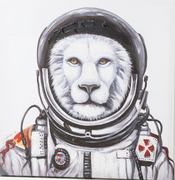 Tableau lion astronaute 