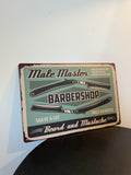 Plaque métallique rétro Barbershop « Male Master » (30 × 20 cm)