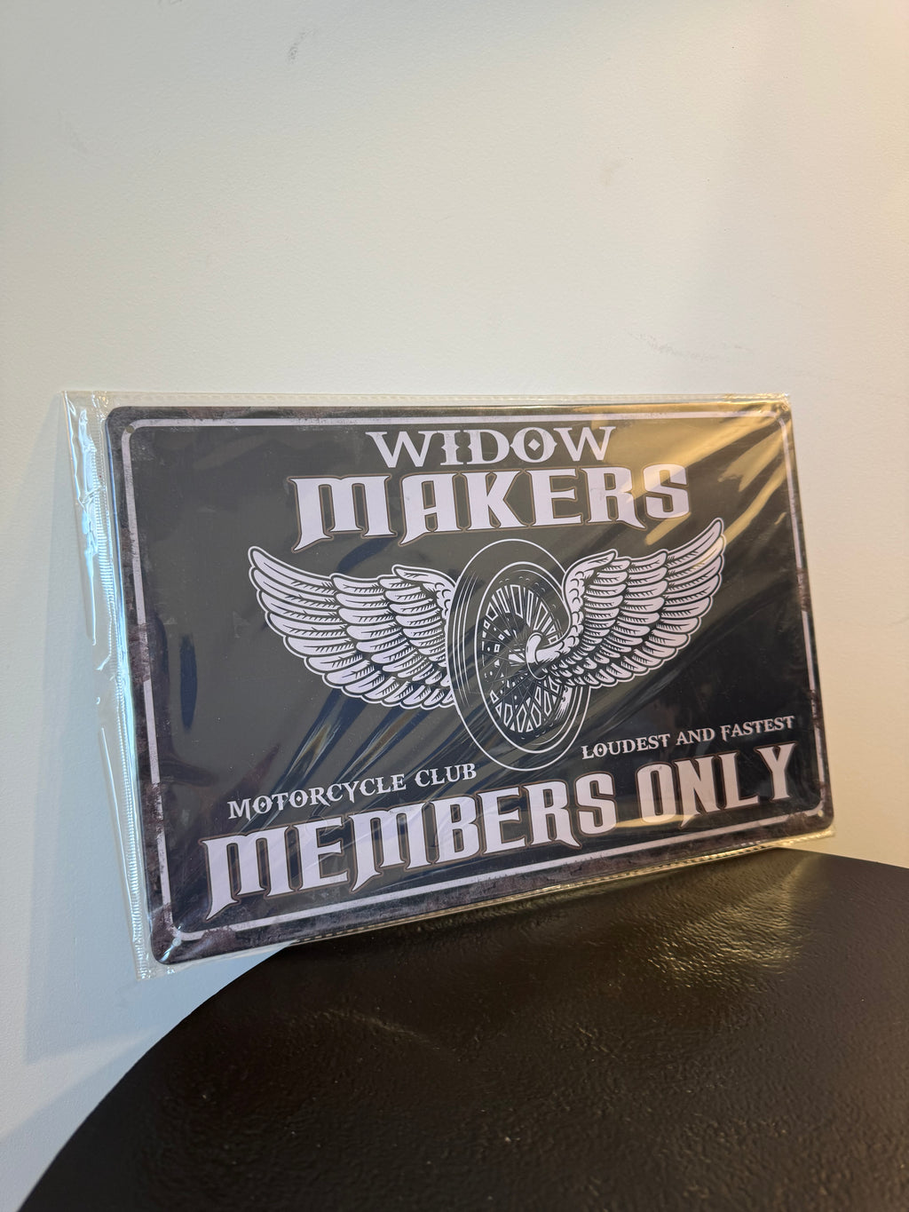 Plaque métallique rétro « Widow Makers Motorcycle Club » (30 × 20 cm)