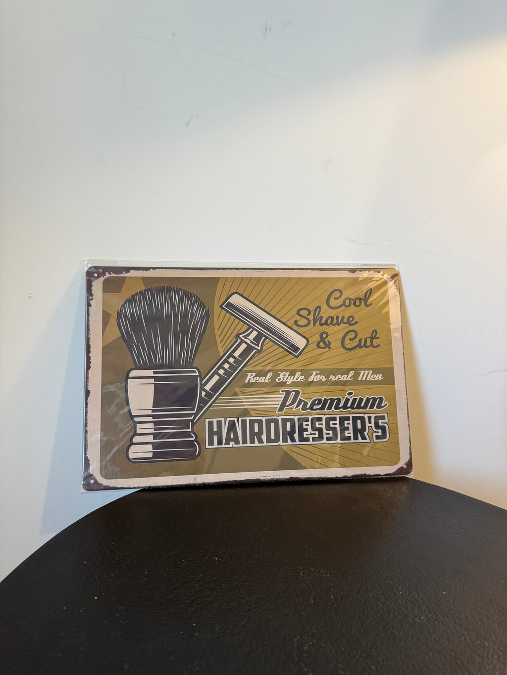 Plaque métallique rétro Barbier « Hairdresser's » (30 × 20 cm)