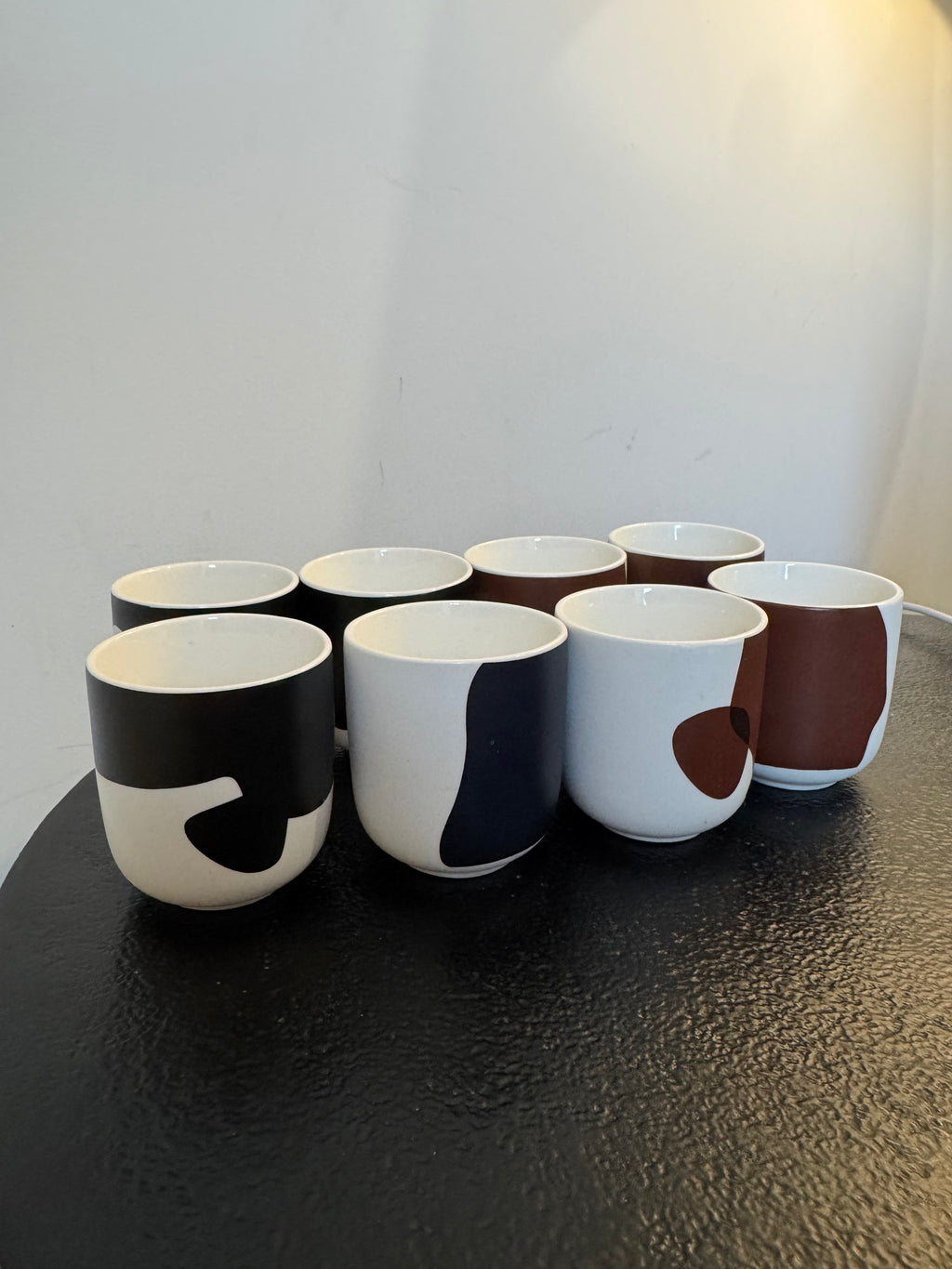 Set de 2 tasses à café en céramique motifs abstraits (H 6,5 cm)