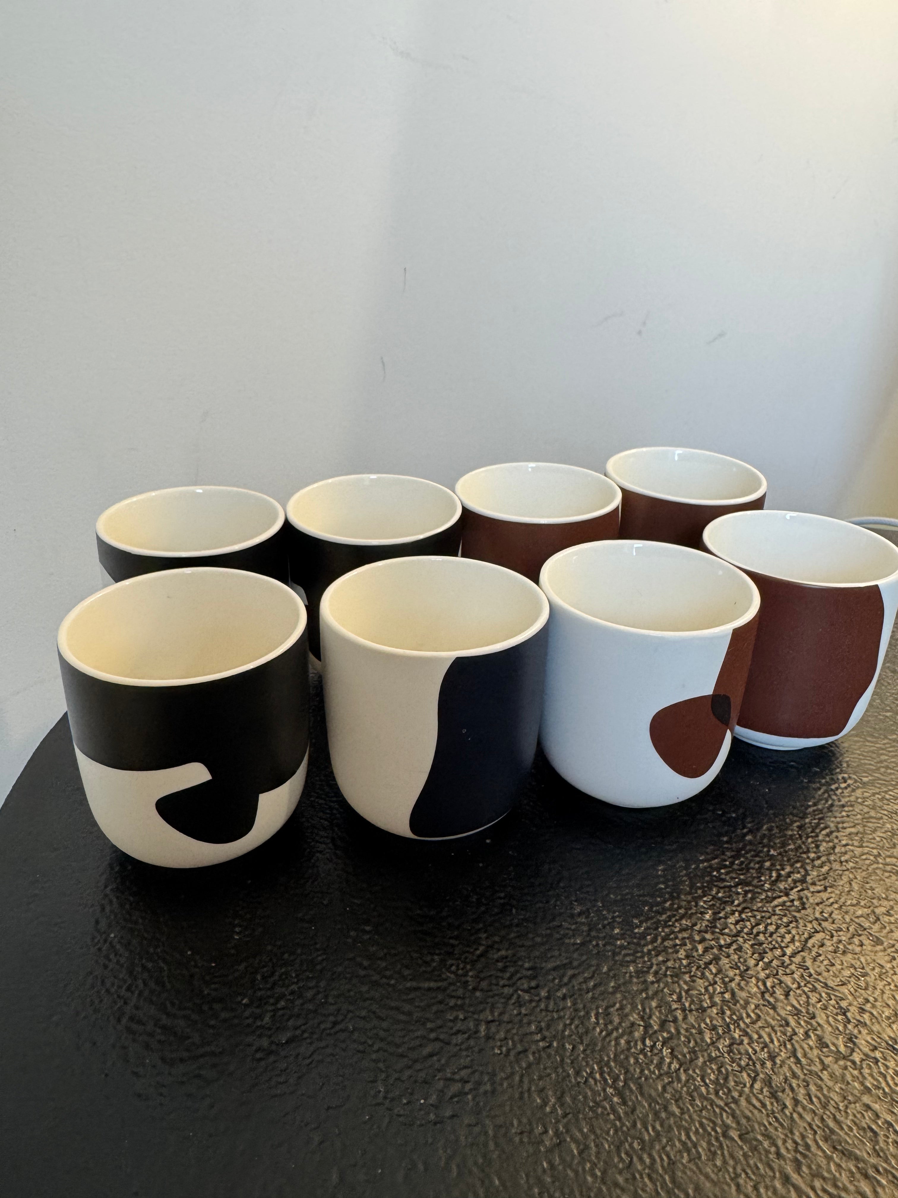 Set de 2 tasses à café en céramique motifs abstraits (H 6,5 cm)