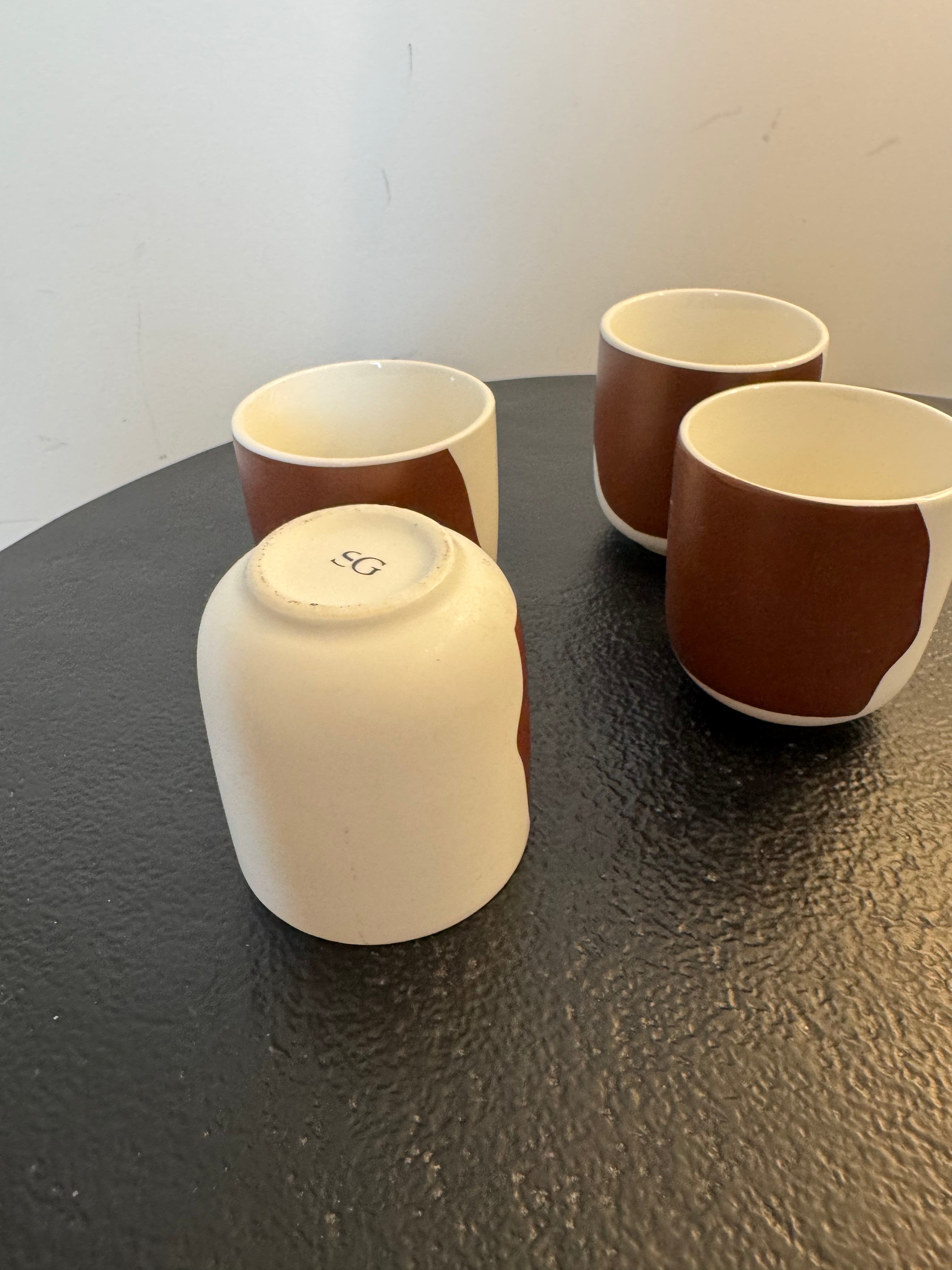 Set de 2 tasses à café en céramique motifs abstraits (H 6,5 cm)