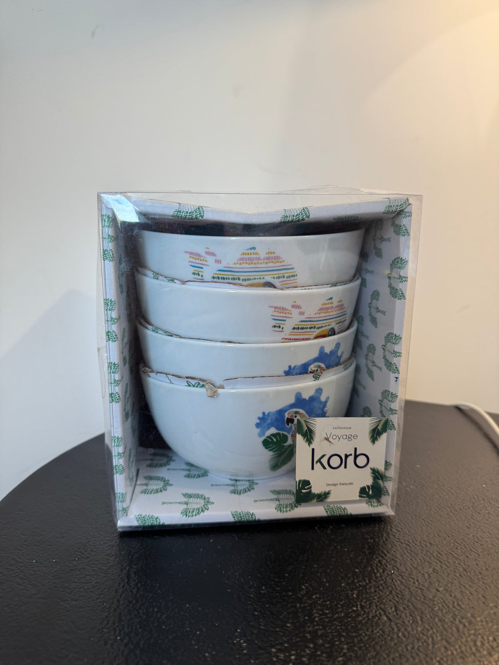 Set de 4 bols en céramique motifs tropicaux « Voyage » par Korb