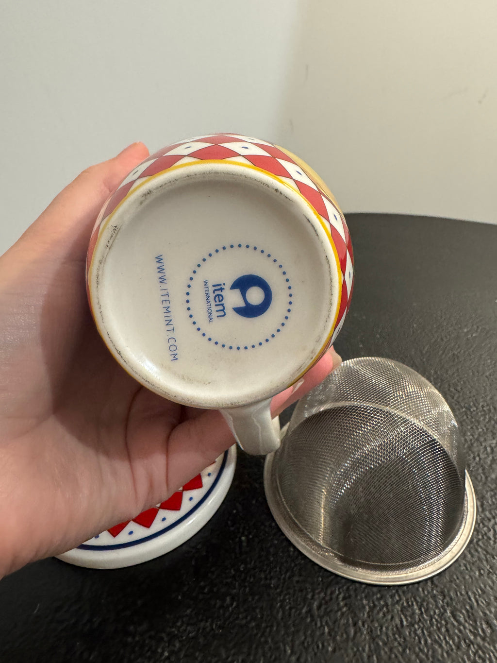 Tisanière en céramique avec filtre et couvercle motif citrons