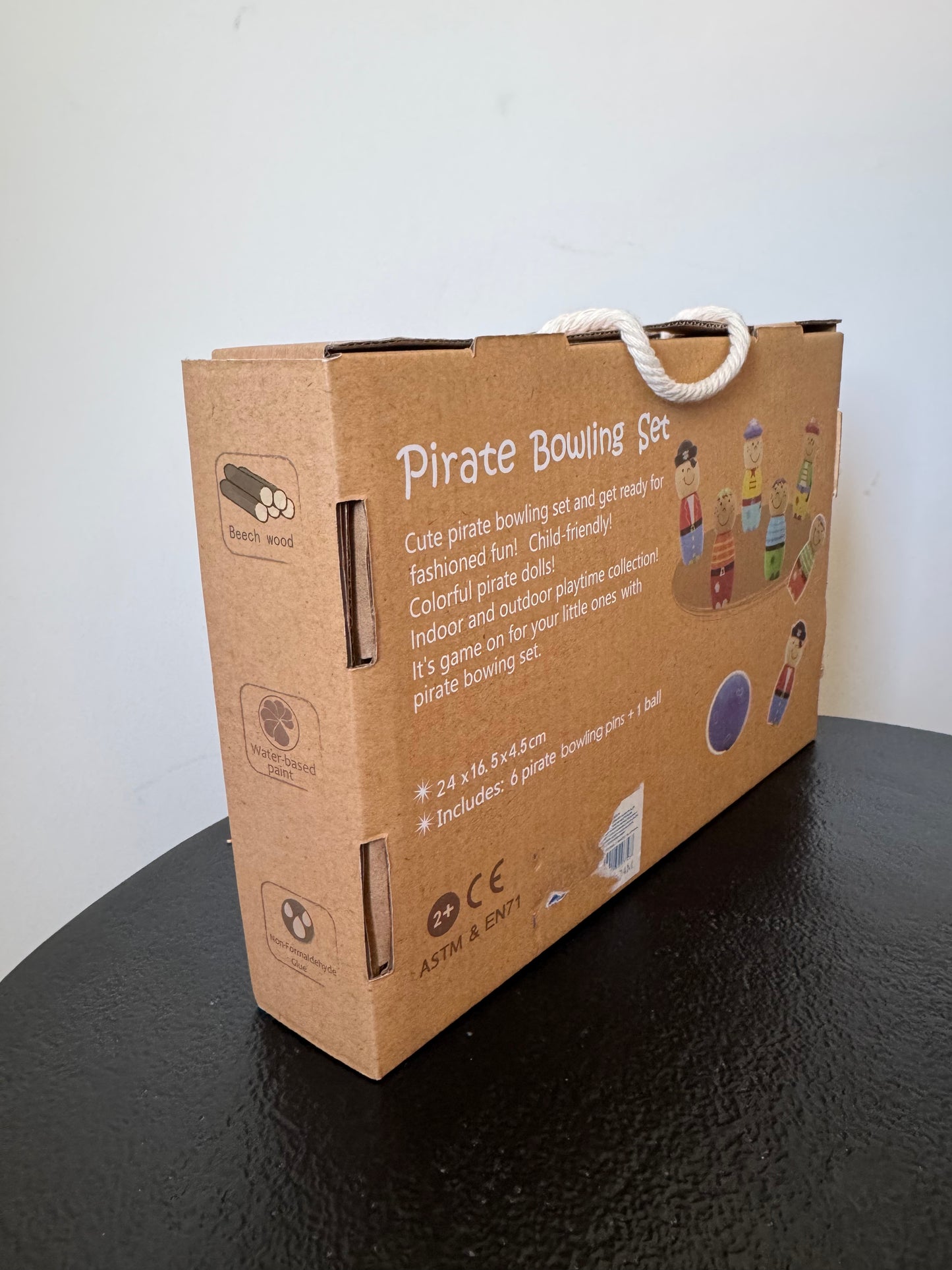 Jeu de bowling pirates en bois — 6 quilles et 1 boule