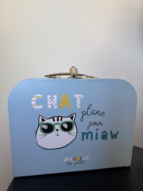 Coffret vaisselle enfant en mélamine motif Chat avec mallette — Amadeus Les Petits