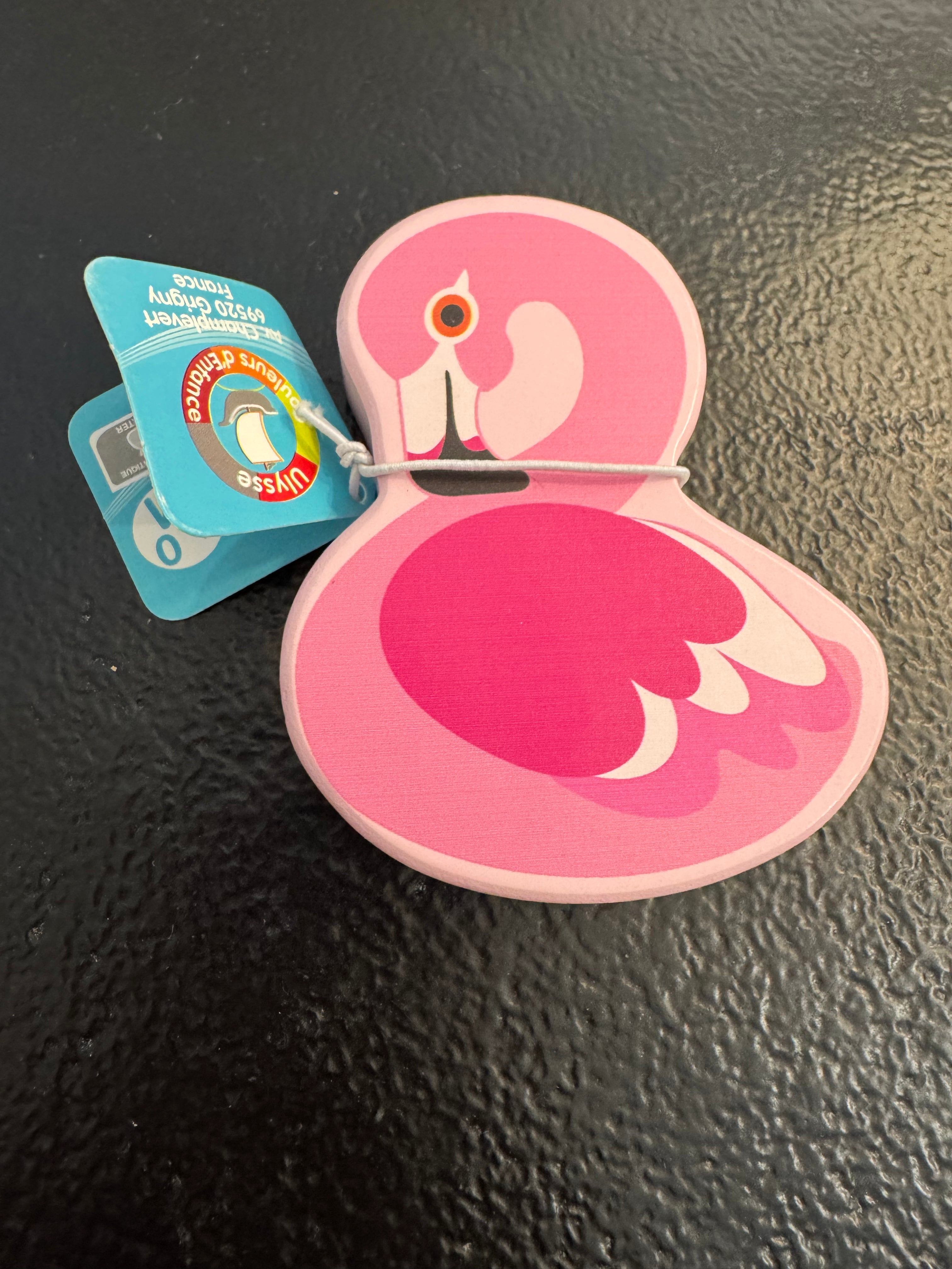 Hochet sonore en bois Flamant rose — Ulysse Couleurs d'Enfance (Dès la naissance)