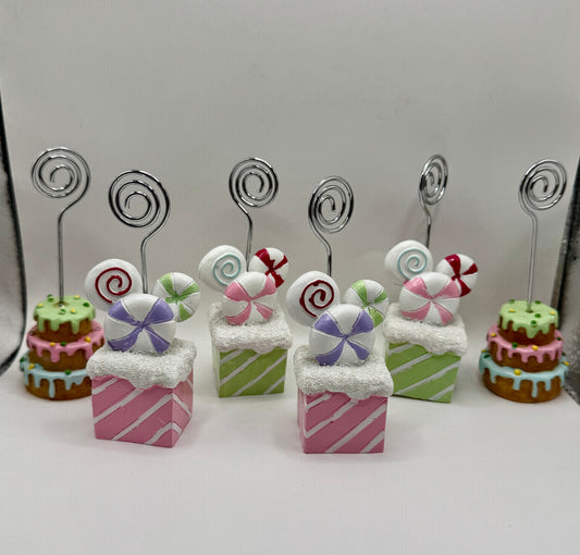 Lot de marque-places et porte-photos gourmands bonbons et gâteaux — Hoff Interieur (10 cm)
