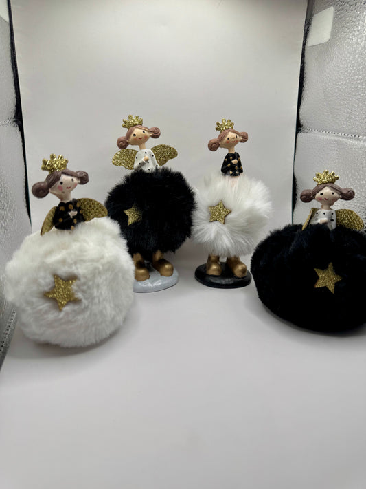 Figurine Fée / Ange de Noël en fausse fourrure et dorures — Hoff Interieur (À l'unité)