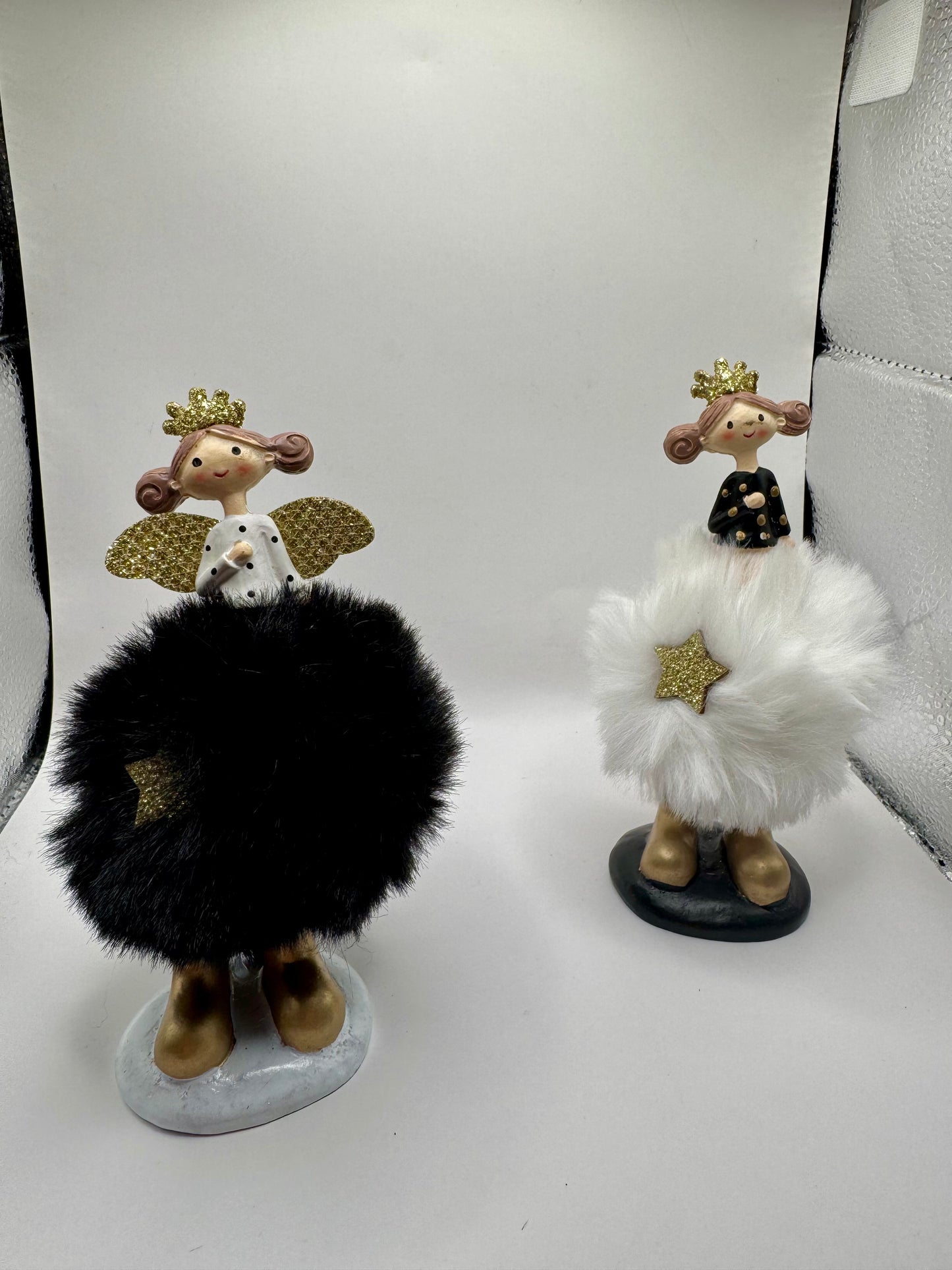 Figurine Fée / Ange de Noël en fausse fourrure et dorures — Hoff Interieur (À l'unité)
