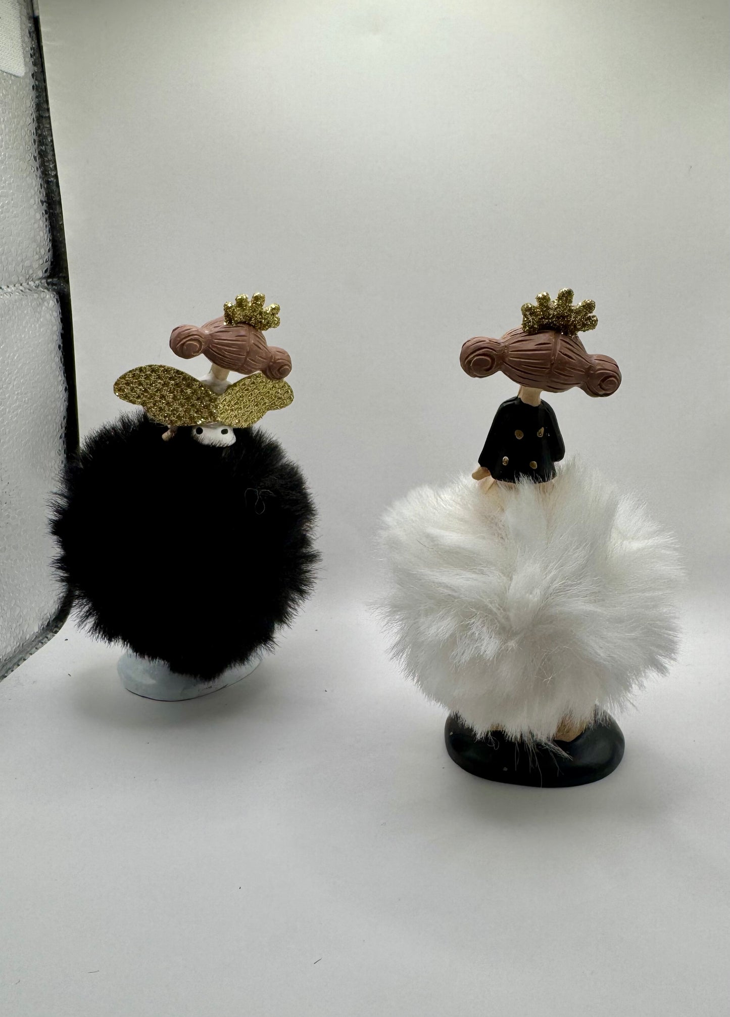 Figurine Fée / Ange de Noël en fausse fourrure et dorures — Hoff Interieur (À l'unité)