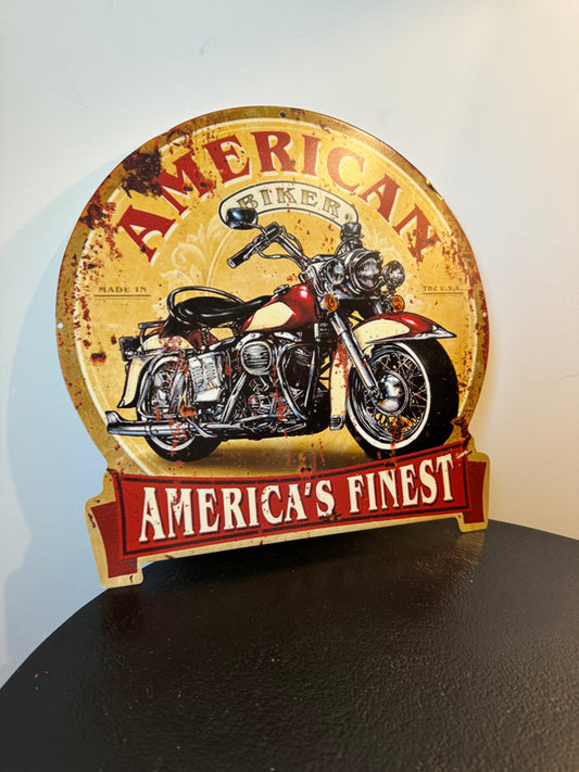 Plaque métal décorative « American Biker » — Enseigne murale vintage neuve