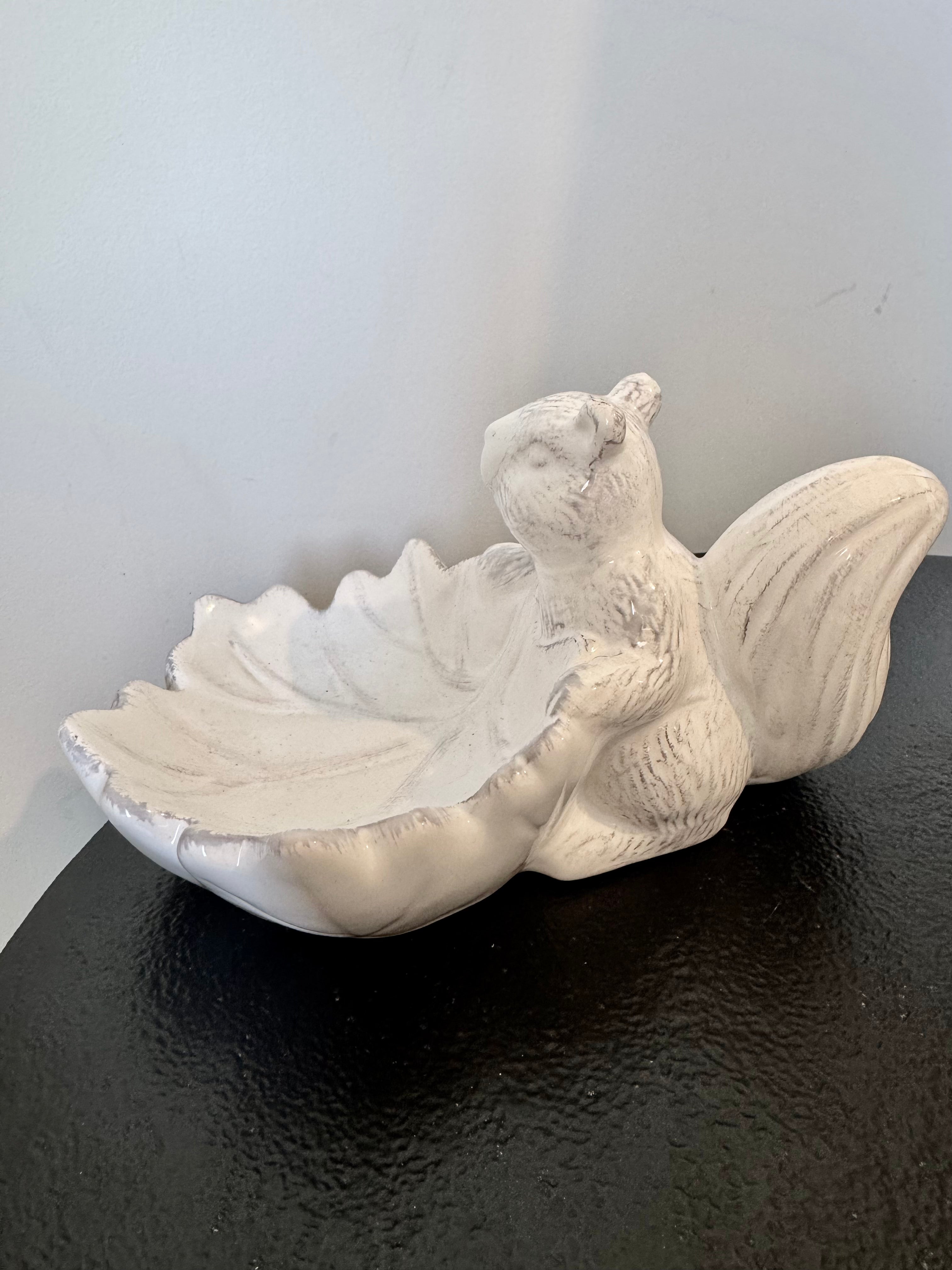 Coupelle vide-poche écureuil et feuille en céramique patinée — Hoff Interieur (H 12 cm)