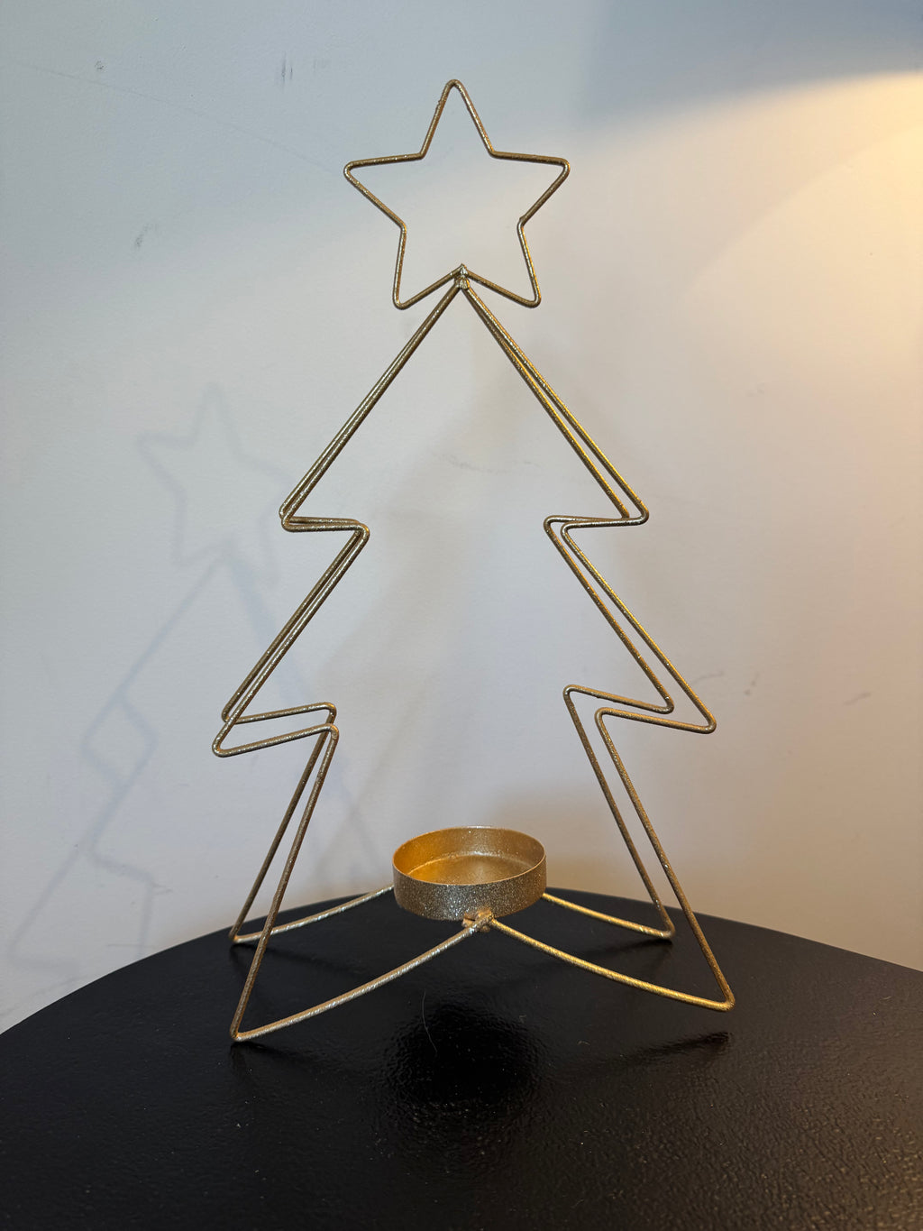 Photophore sapin de Noël filaire doré à paillettes — Amadeus (3 tailles au choix)