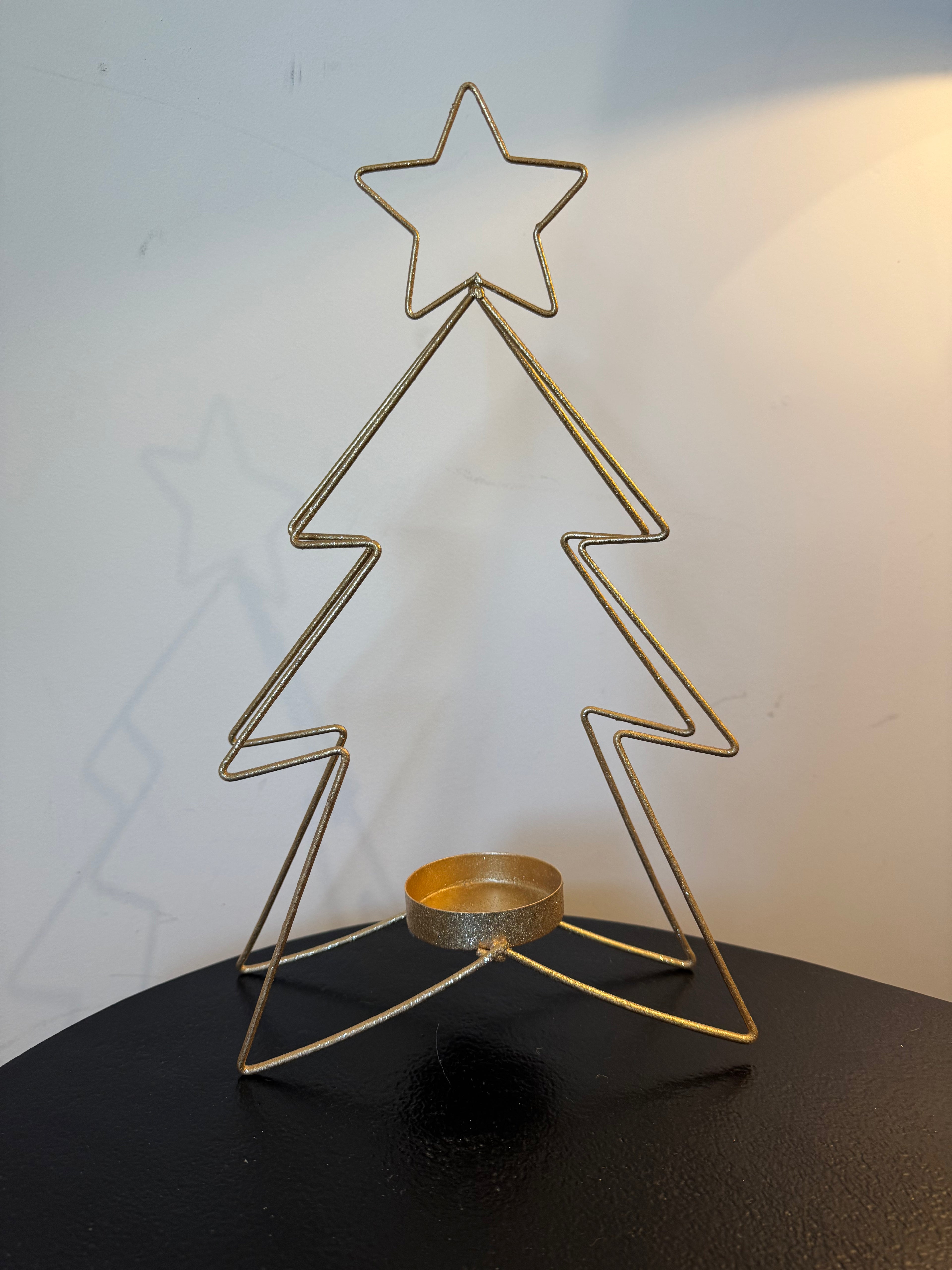 Photophore sapin de Noël filaire doré à paillettes — Amadeus (3 tailles au choix)