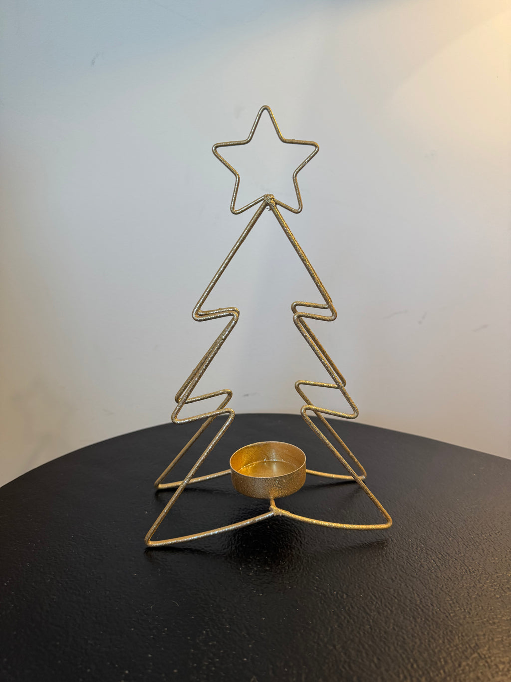 Photophore sapin de Noël filaire doré à paillettes — Amadeus (3 tailles au choix)