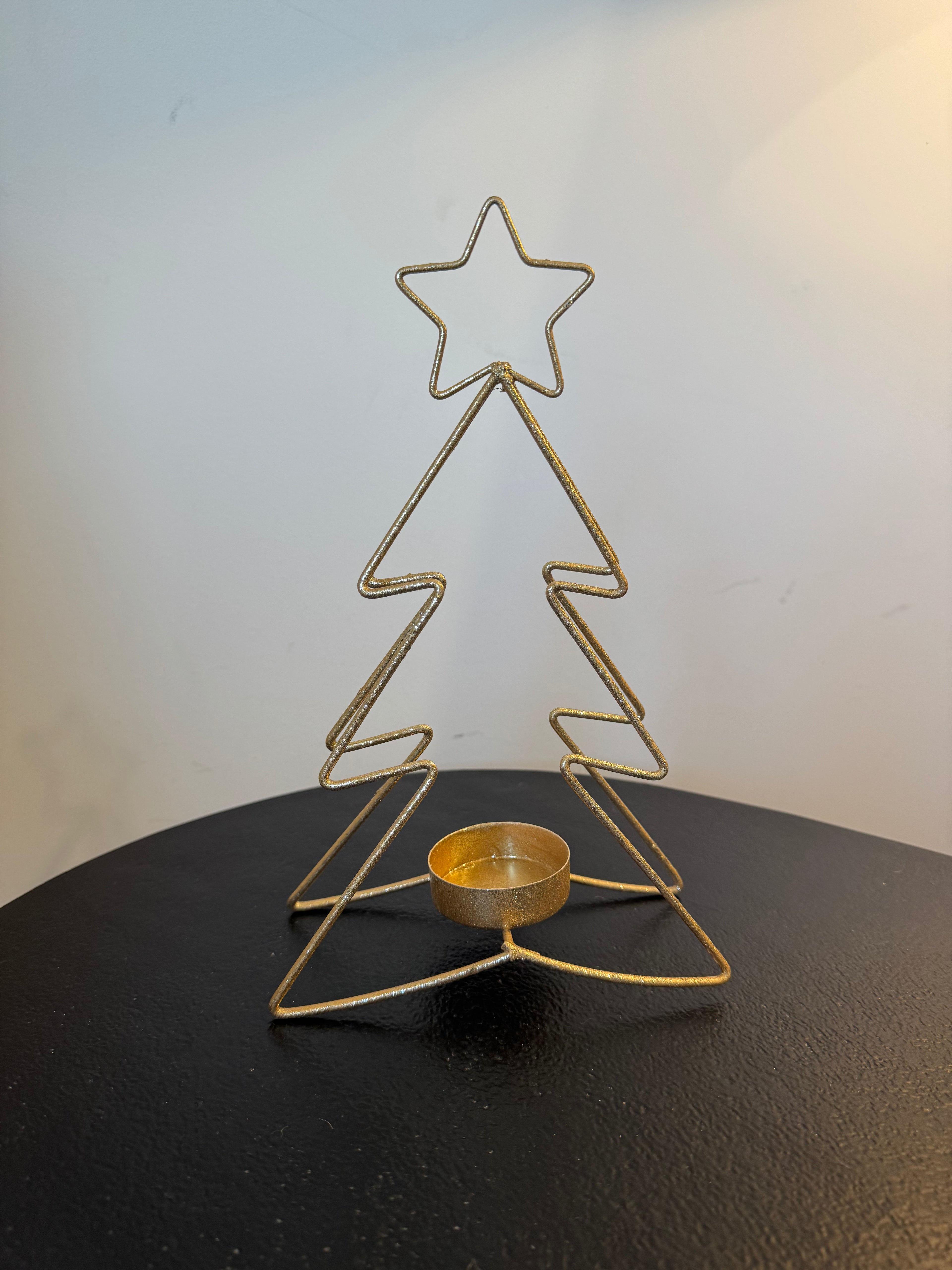 Photophore sapin de Noël filaire doré à paillettes — Amadeus (3 tailles au choix)