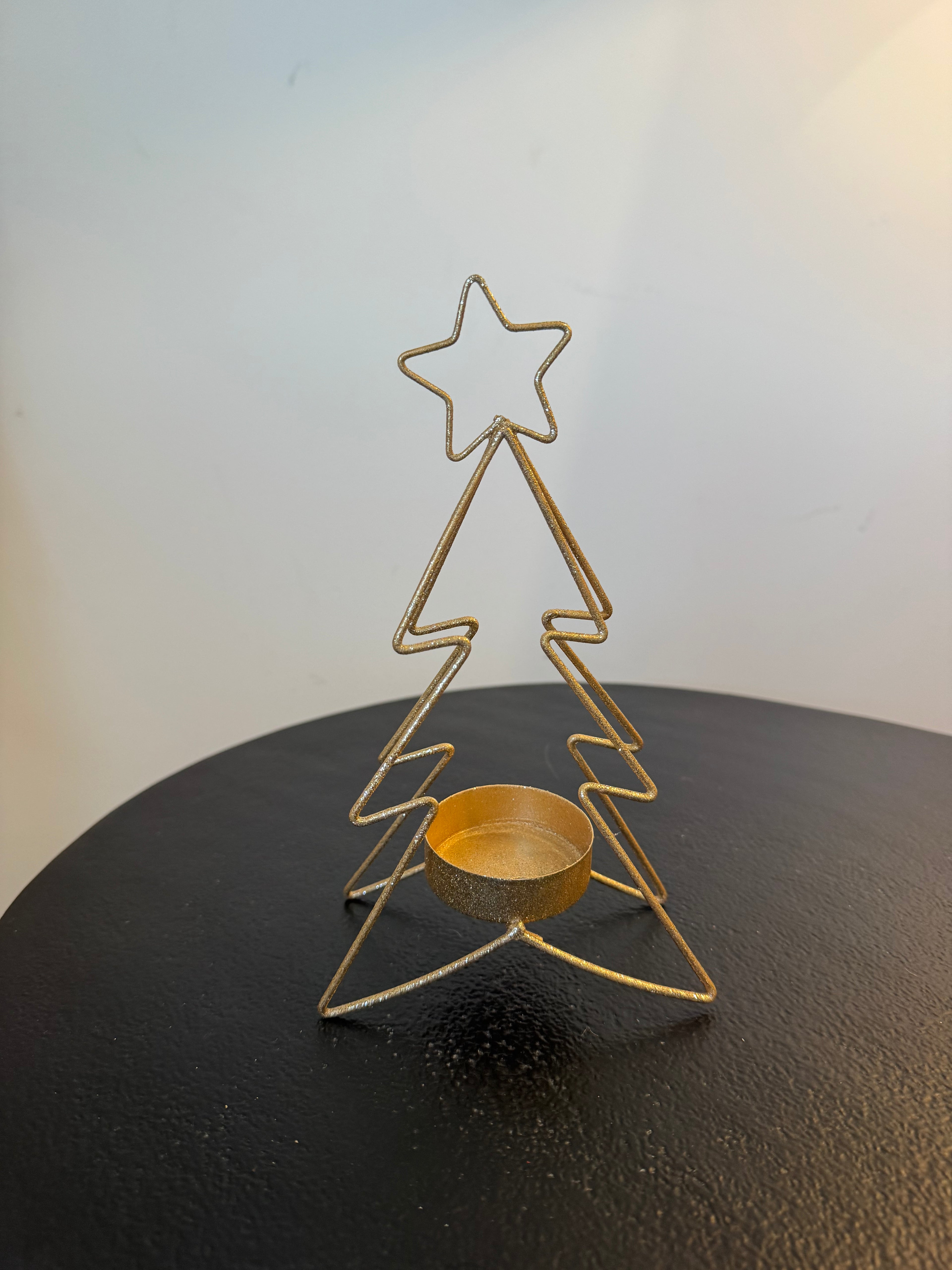 Photophore sapin de Noël filaire doré à paillettes — Amadeus (3 tailles au choix)